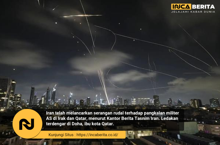 Iran telah melancarkan serangan rudal terhadap pangkalan militer AS di Irak dan Qatar, menurut Kantor Berita Tasnim Iran. Ledakan terdengar di Doha, ibu kota Qatar.