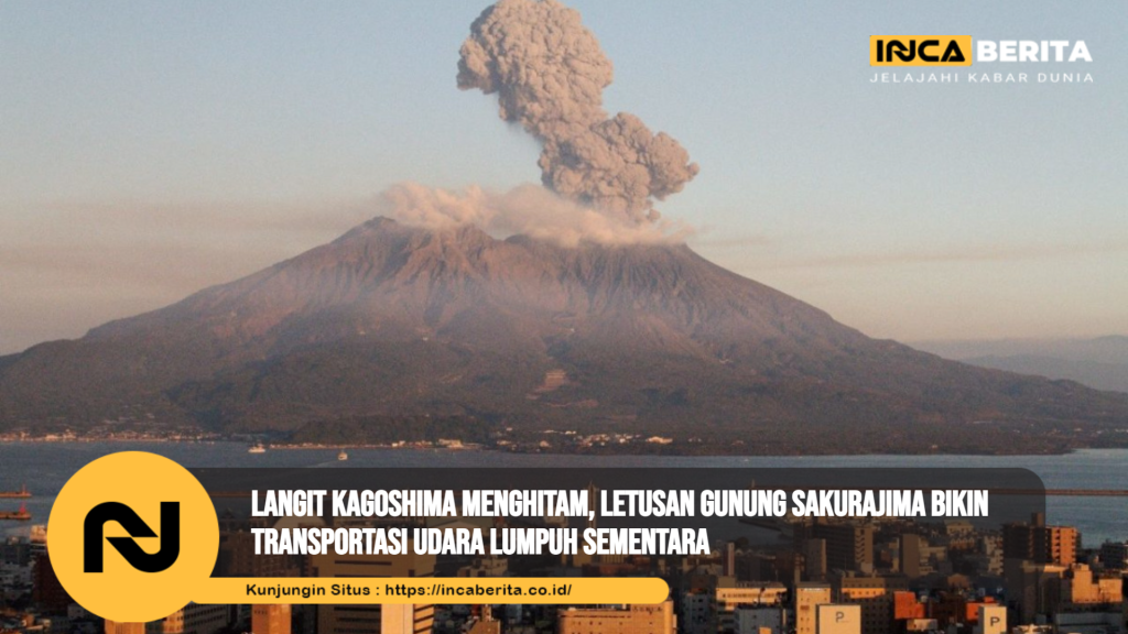 2. Langit Kagoshima Menghitam, Letusan Gunung Sakurajima Bikin Transportasi Udara Lumpuh Sementara
