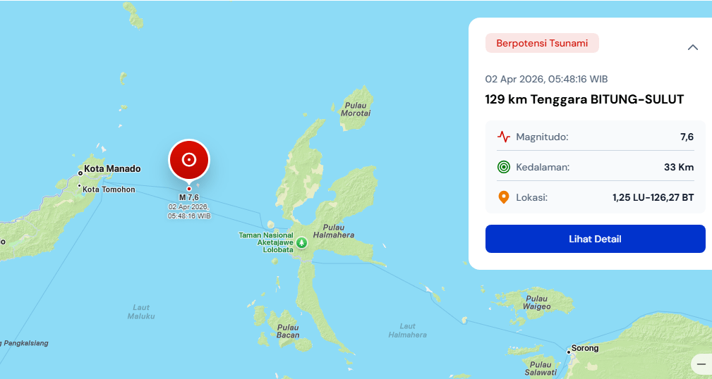 Gempa di Sulawesi Utara