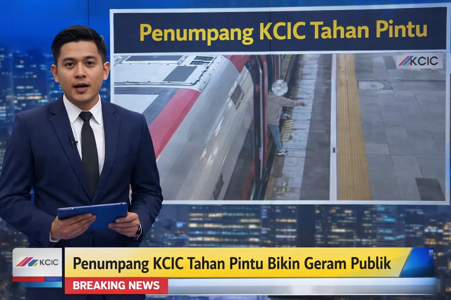 Penumpang KCIC Tahan Pintu