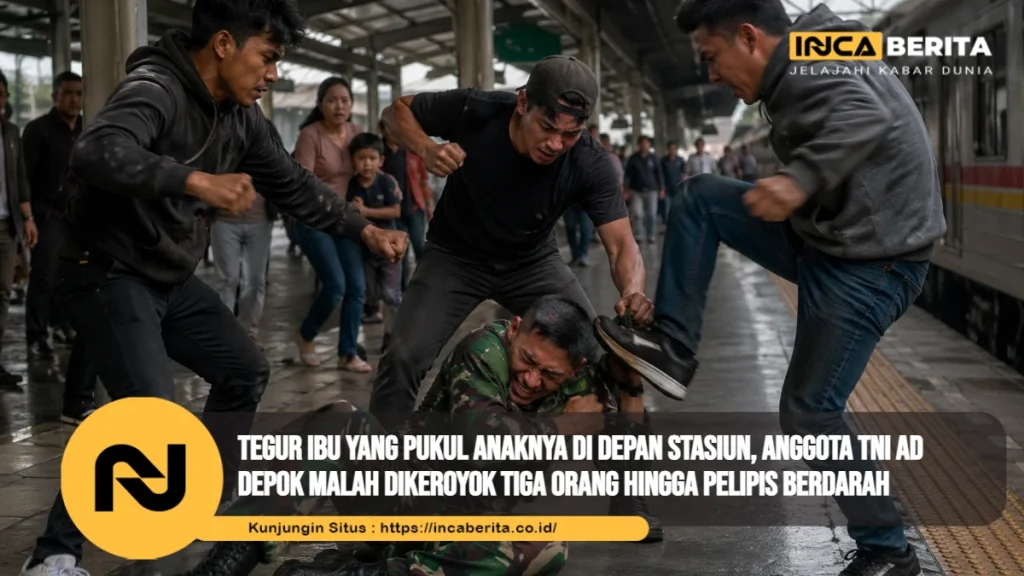 Tegur Ibu yang Pukul Anaknya di Depan Stasiun, Anggota TNI AD Depok Malah Dikeroyok Tiga Orang hingga Pelipis Berdarah