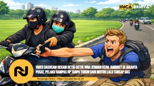 Video Dashcam Rekam Detik-detik WNA Jerman kena Jambret di Jakarta Pusat, Pelaku Rampas HP Tanpa Turun dari Motor Lalu Tancap Gas