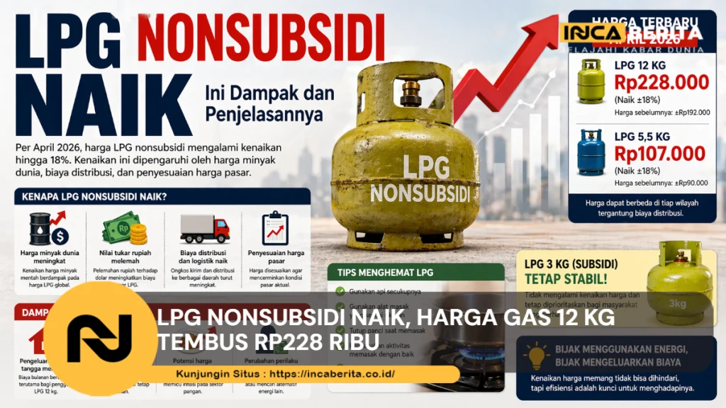 LPG Nonsubsidi Naik, Harga Gas 12 Kg Tembus Rp228 Ribu