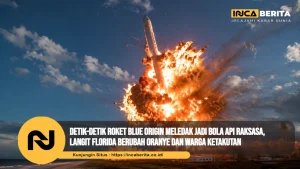 Detik-detik Roket Blue Origin Meledak Jadi Bola Api Raksasa, Langit Florida Berubah Oranye dan Warga Ketakutan