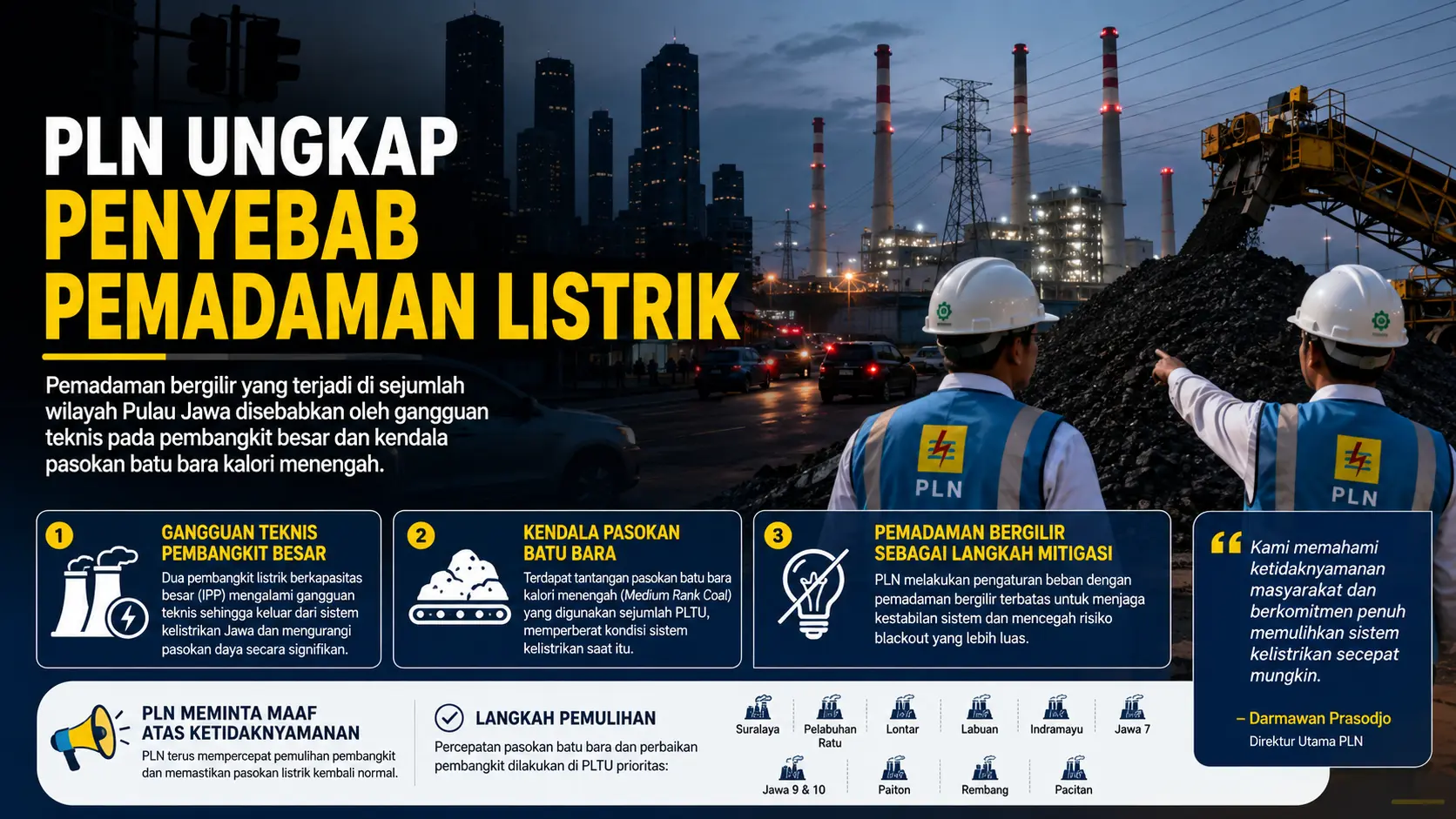 PLN Ungkap Penyebab Pemadaman Listrik