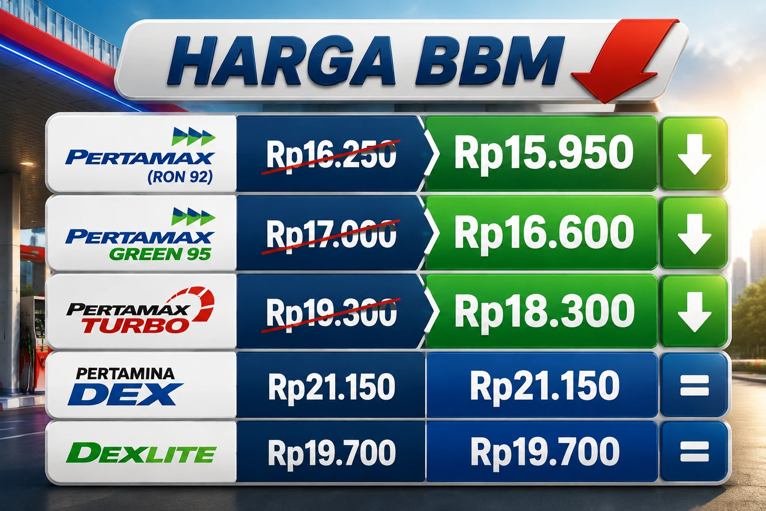Harga BBM Turun 2026, Ini Fakta Terbaru Penyesuaian Harga Pertamax dan BBM Nonsubsidi